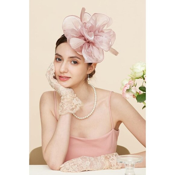 Kentucky Derby Hat Fascinator Set Veil Headband Jewelry for Weddings